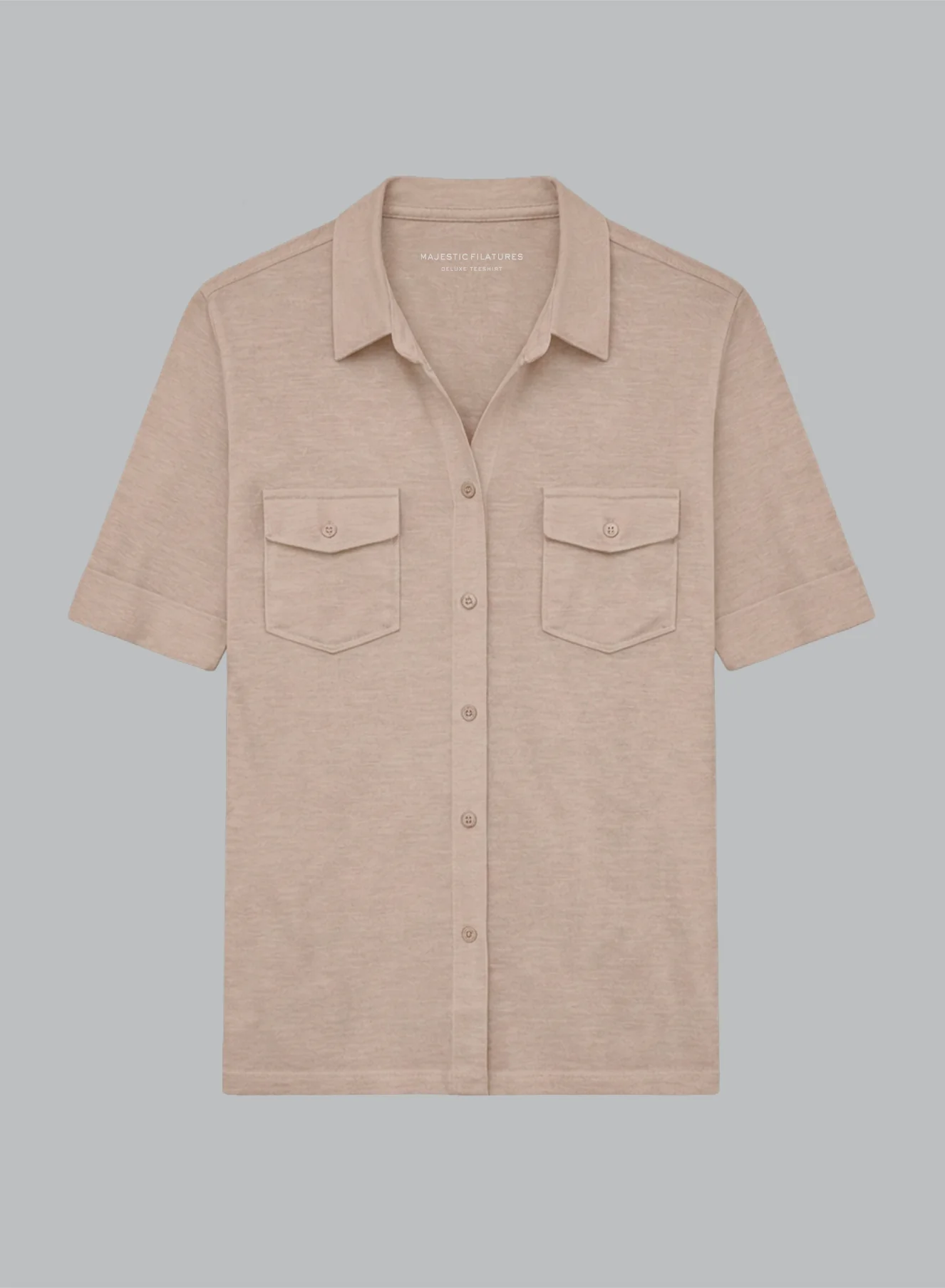 Chemise Beige Manches Coudes en Lin / Elasthanne - Image 6