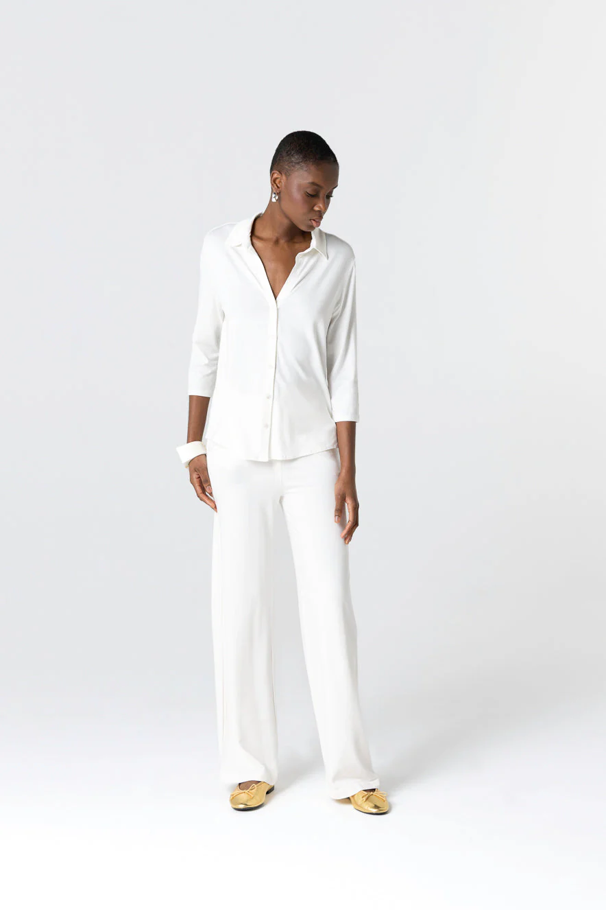 Chemise Crème Manches Trois quarts en Viscose / Élasthanne - Image 3