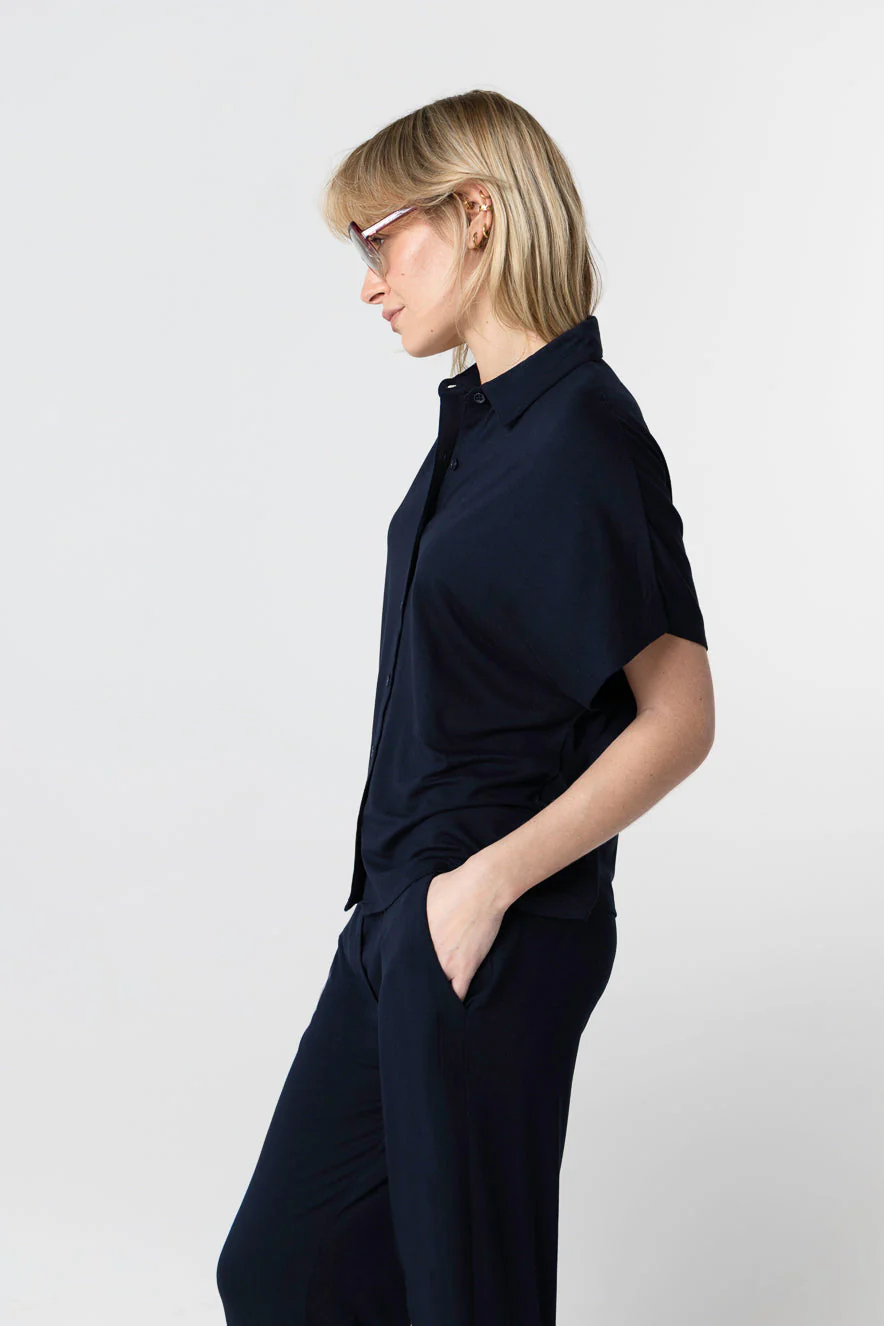 Chemise Marine Manches Courtes en Viscose / Elasthanne - Image 3