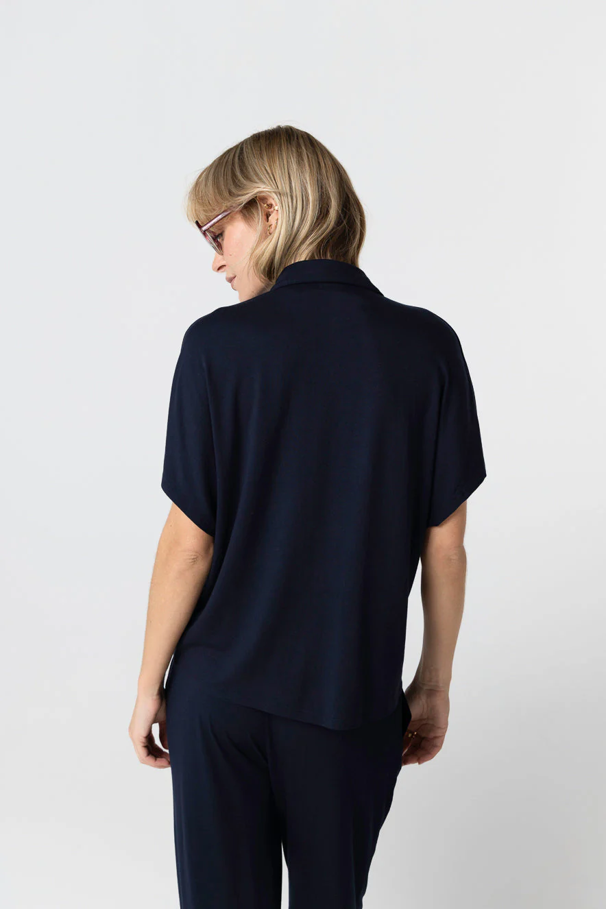 Chemise Marine Manches Courtes en Viscose / Elasthanne - Image 4