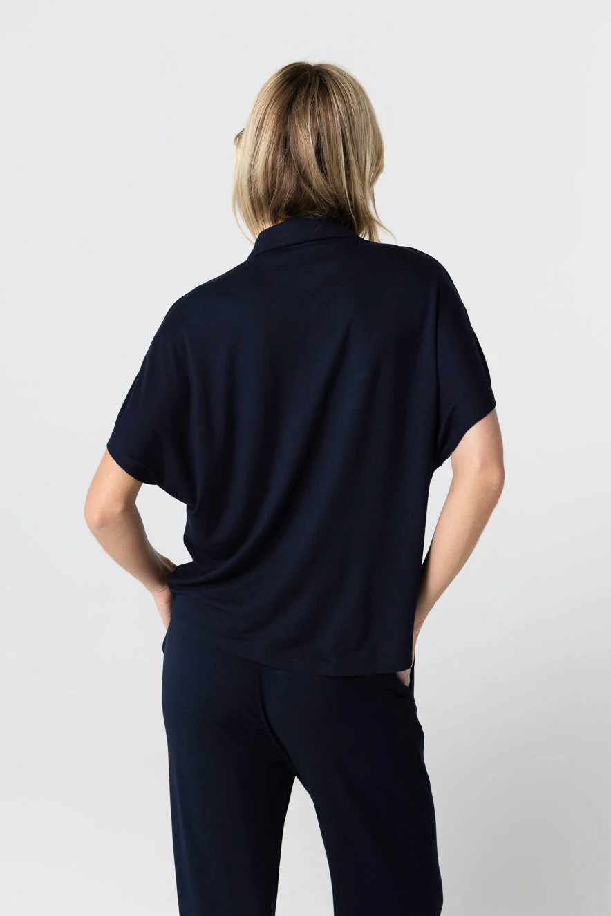 Chemise Marine Manches Courtes en Viscose / Elasthanne - Image 5