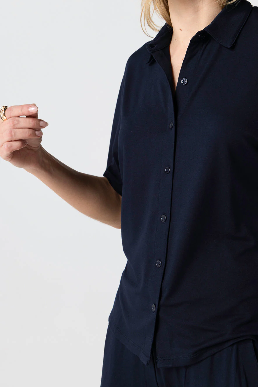 Chemise Marine Manches Courtes en Viscose / Elasthanne - Image 6