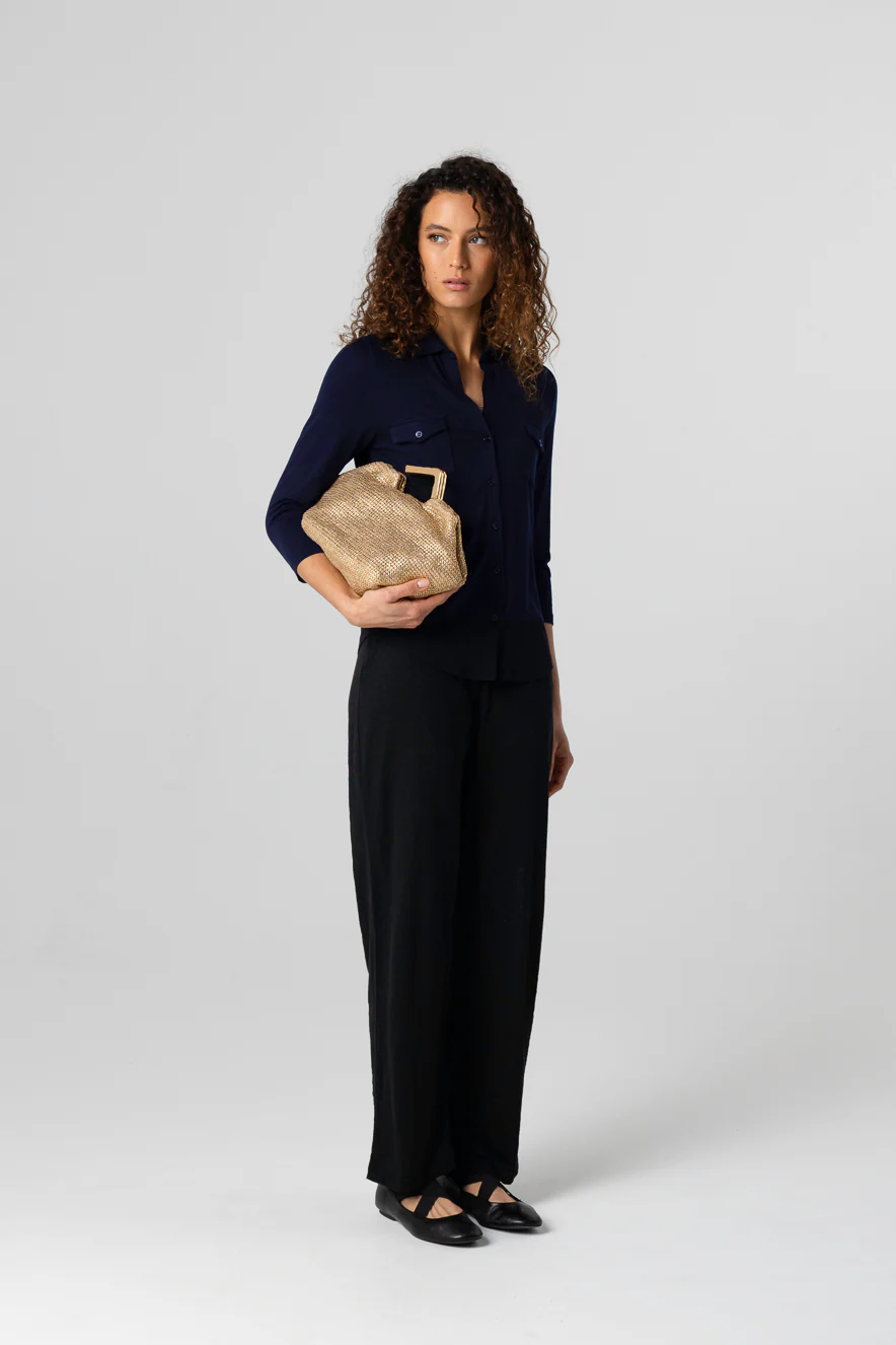 Chemise Marine Manches Trois quarts en Viscose / Elasthanne - Image 3