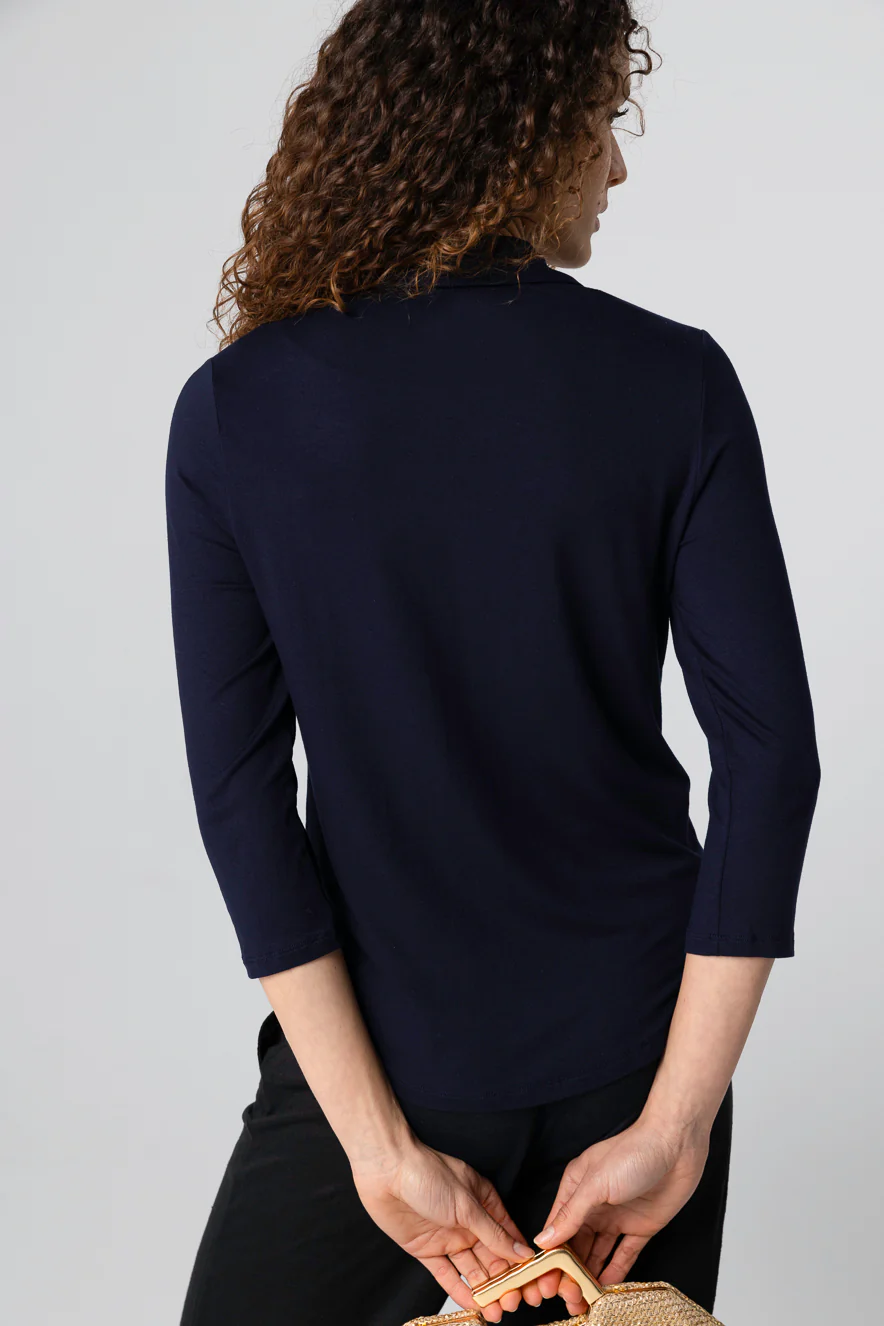 Chemise Marine Manches Trois quarts en Viscose / Elasthanne - Image 5