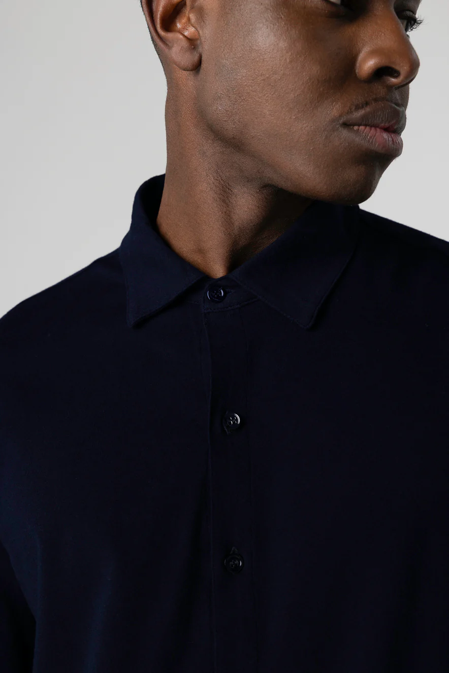 Chemise Marine Manches Longues en Coton organique / Elasthanne - Image 4