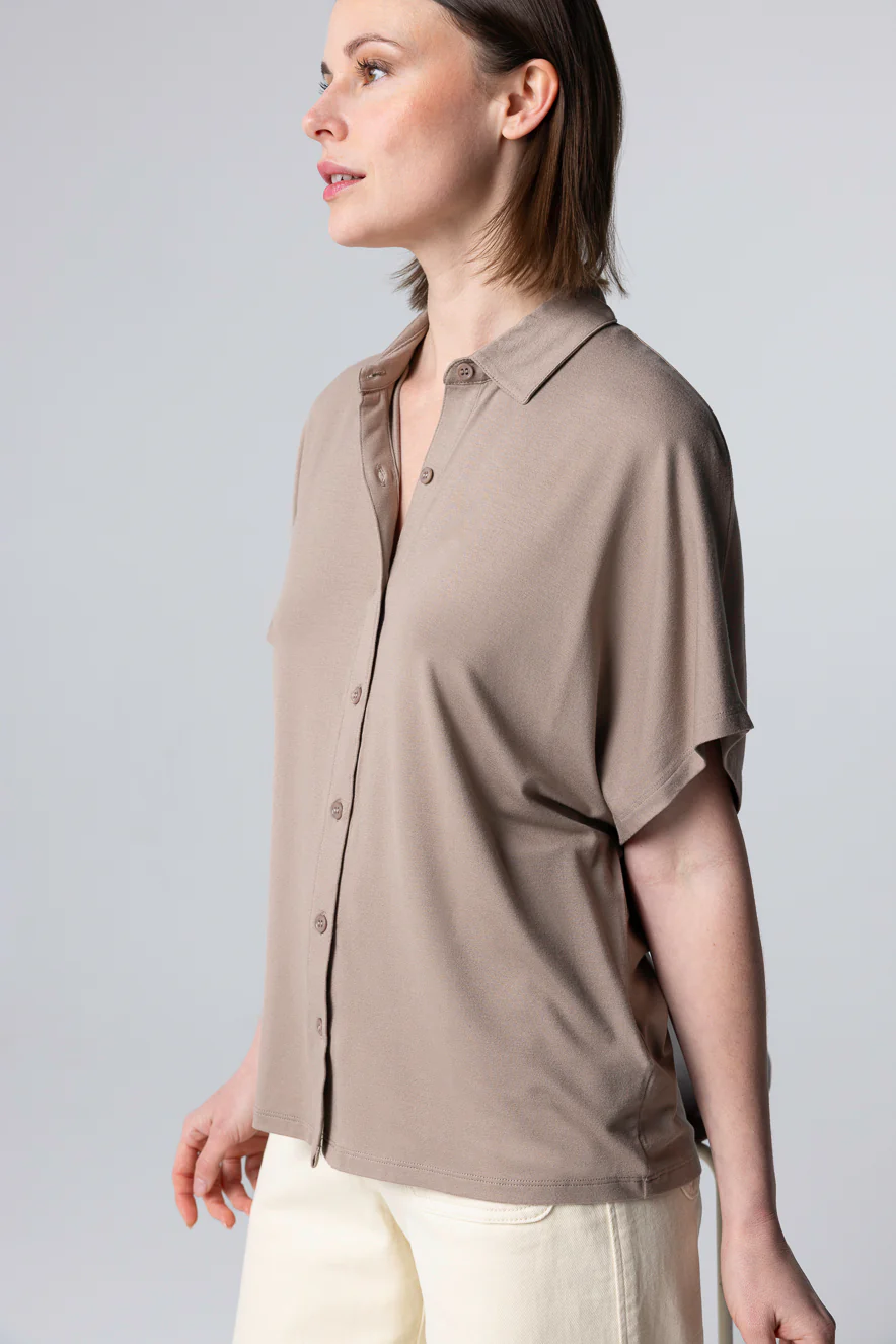 Chemise Coffee latte Manches Courtes en Viscose / Elasthanne - Image 3