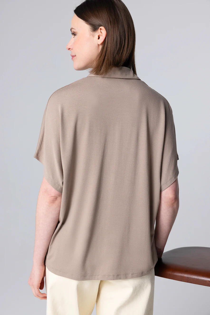 Chemise Coffee latte Manches Courtes en Viscose / Elasthanne - Image 4
