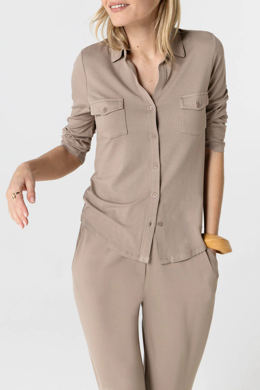 Chemise Marron Manches Trois quarts en Viscose / Elasthanne - Image 5