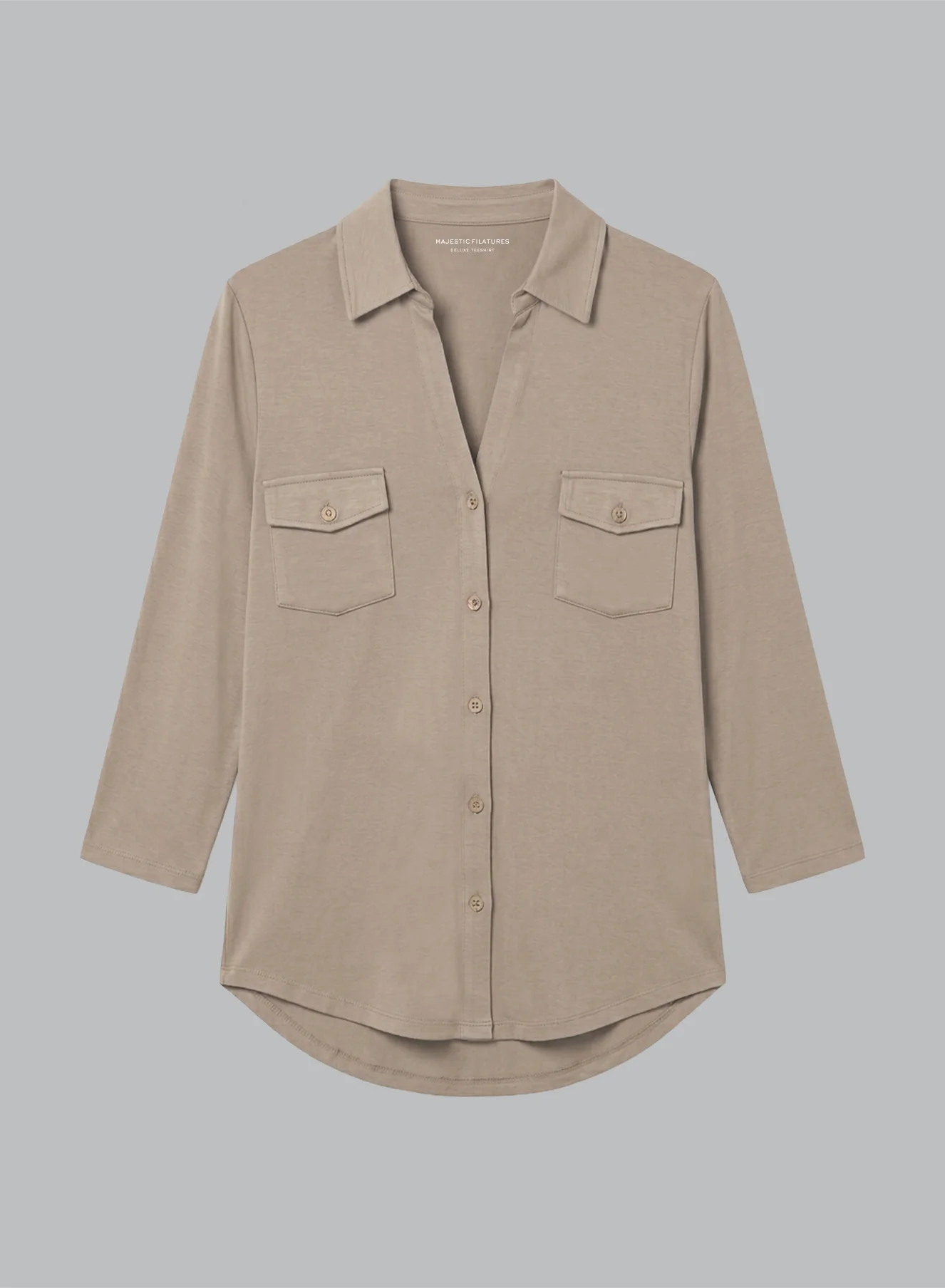 Chemise Marron Manches Trois quarts en Viscose / Elasthanne - Image 6