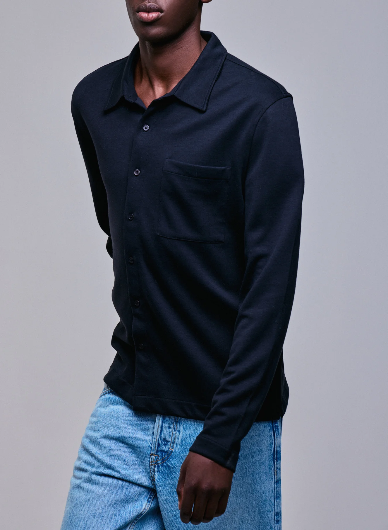 Chemise Noir Chemise Manches Longues en Lyocel, Tencel / Coton organique - Image 4