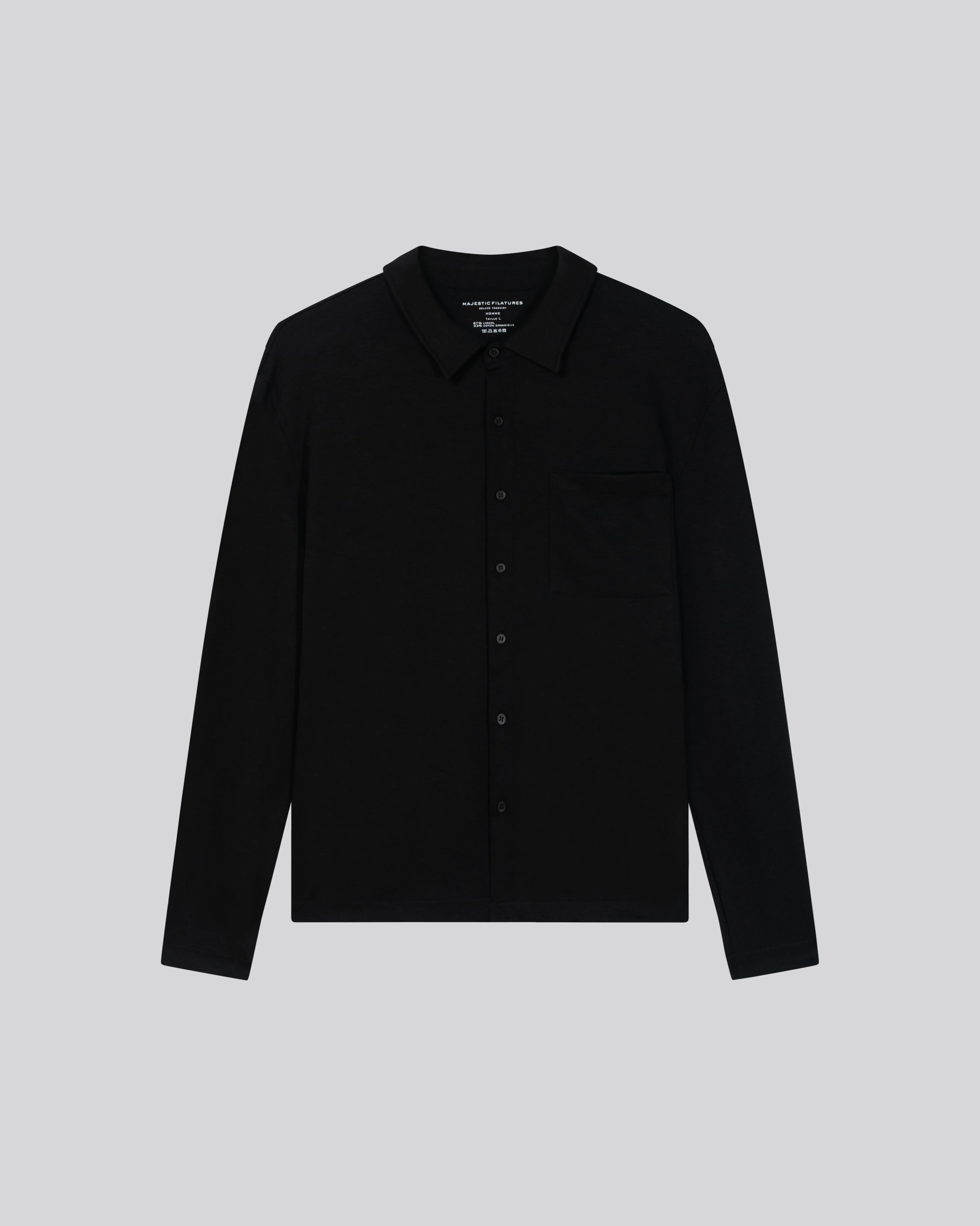 Chemise Noir Chemise Manches Longues en Lyocel, Tencel / Coton organique - Image 6