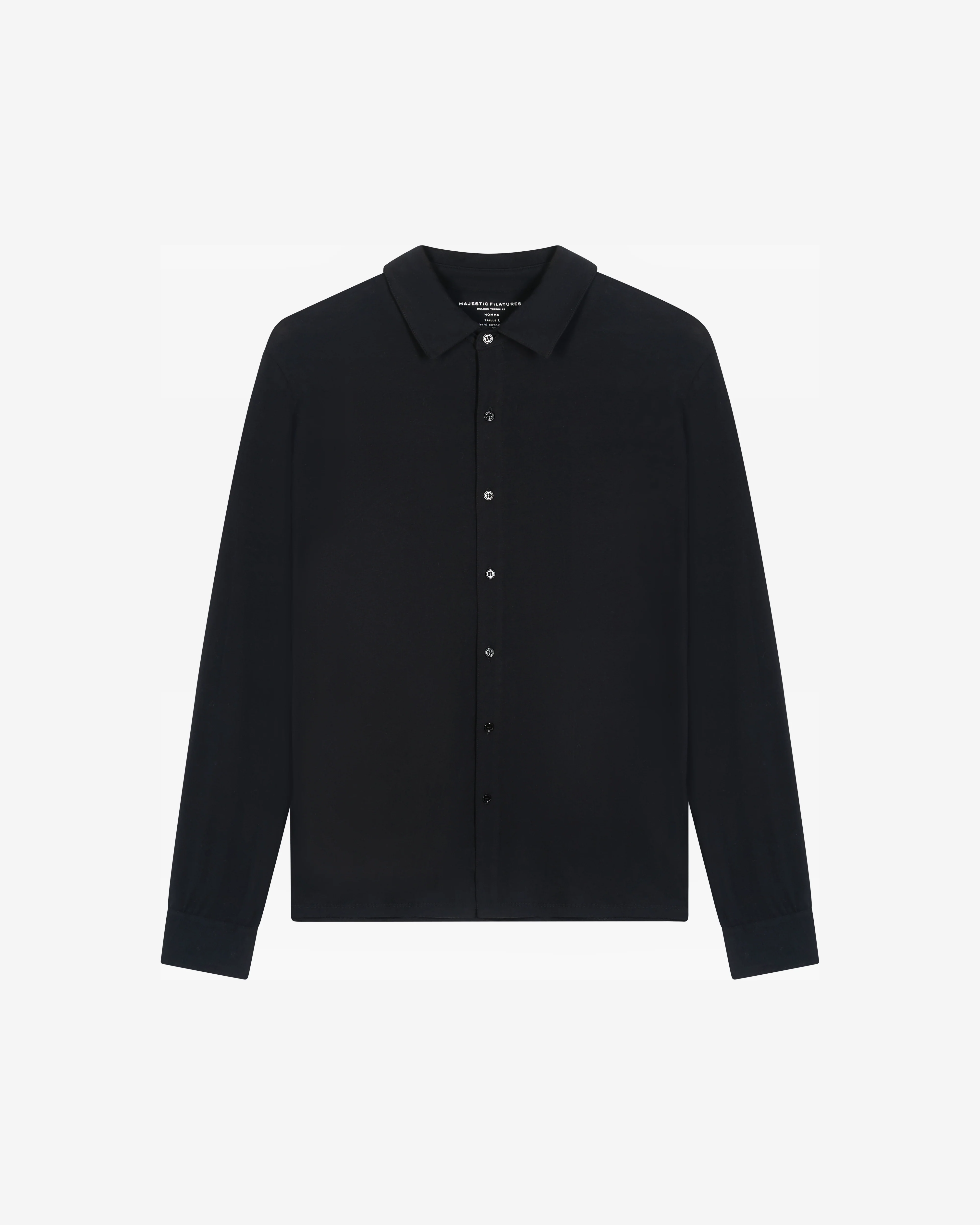 Chemise Noire Manches Longues en Coton organique / Elasthanne - Image 4