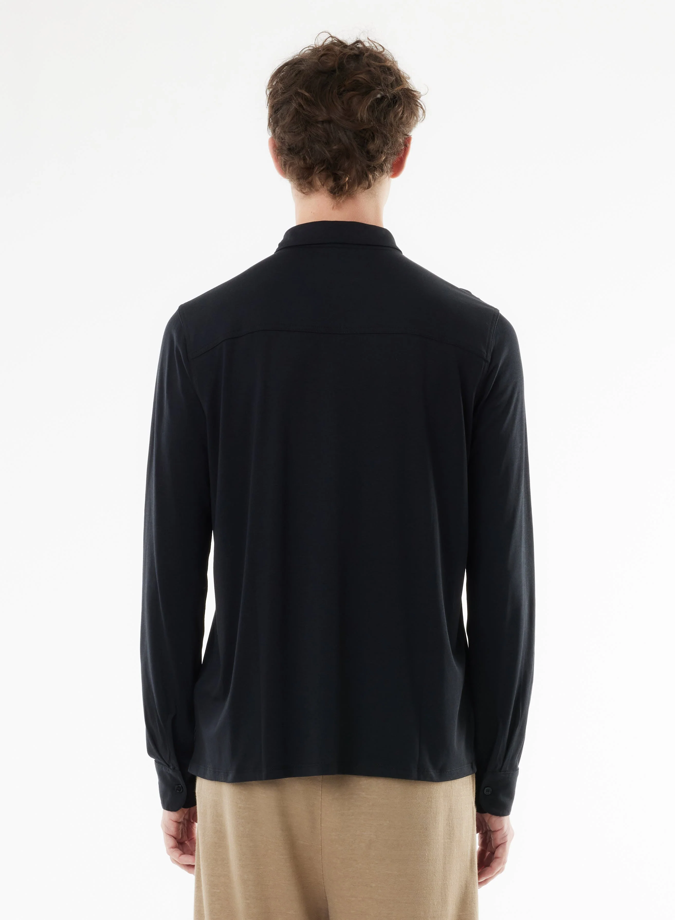 Chemise Noire Manches Longues en Lyocell / Tencel / Coton - Image 3