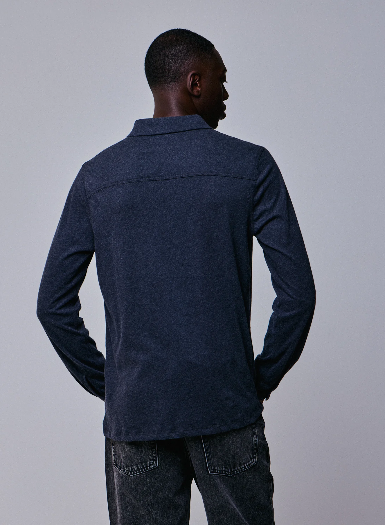 Chemise Noire Chinée Manches Longues en Deluxe Coton - Image 5