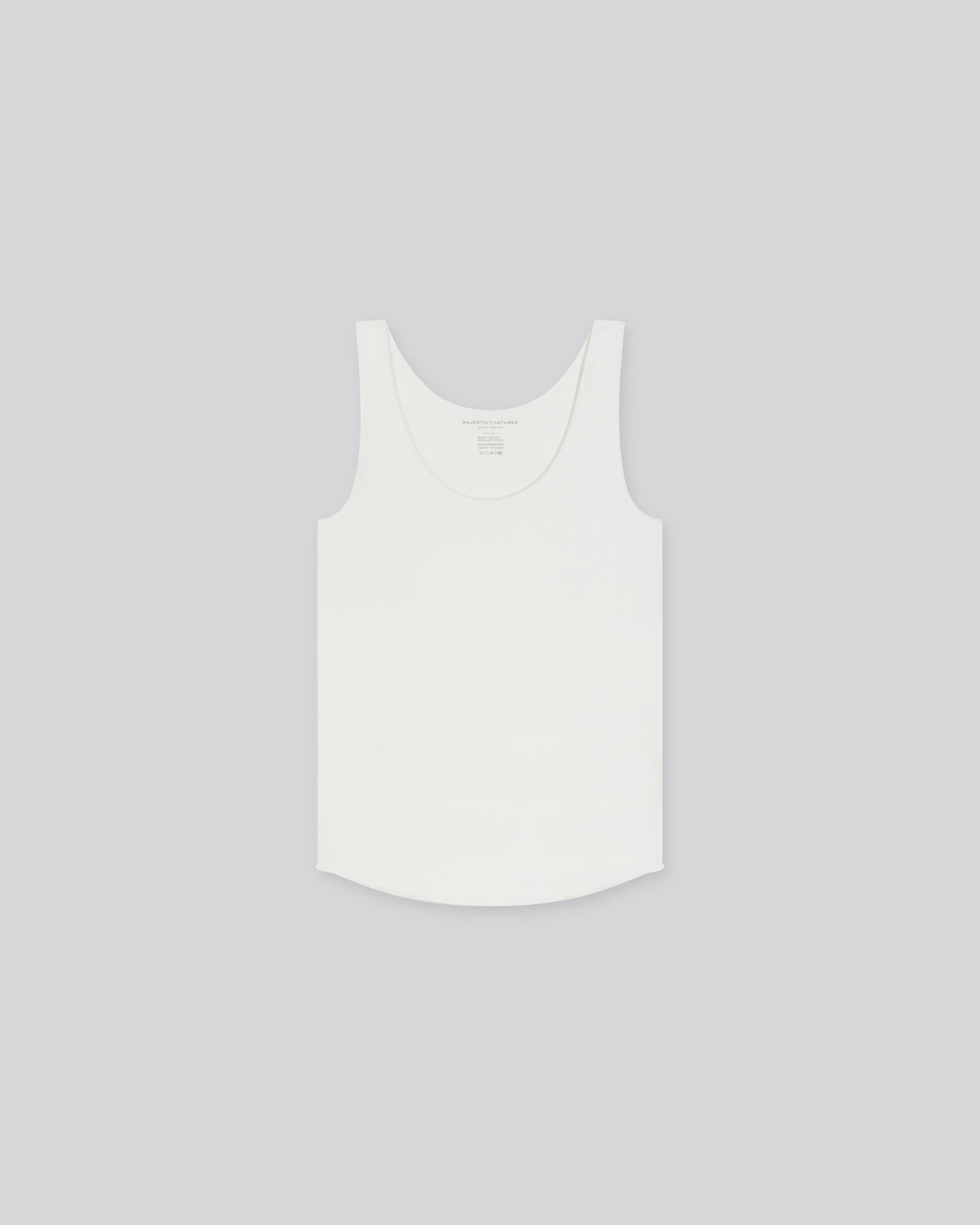 Débardeur Blanc Col U Sans Manches en Viscose / Élasthanne - Image 5