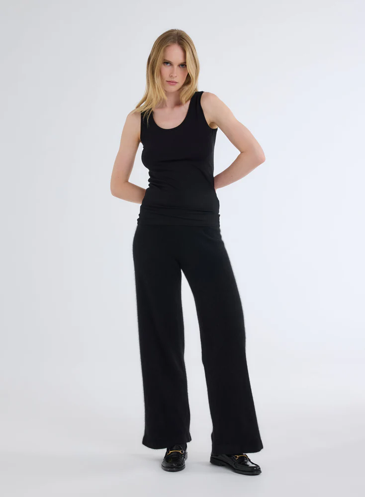 Débardeur Noir Col U Sans Manches en Viscose / Élasthanne - Image 6