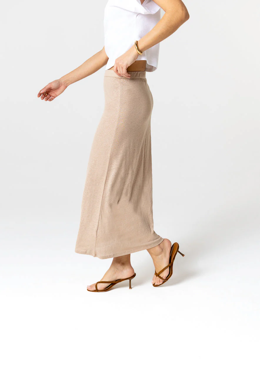 Jupe Beige en Lin / Elasthanne - Image 4