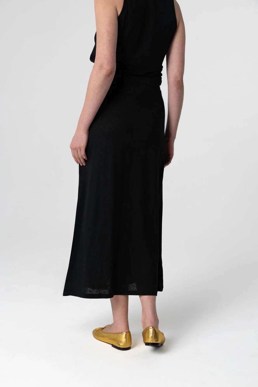 Jupe Noire en Lin / Elasthanne - Image 3