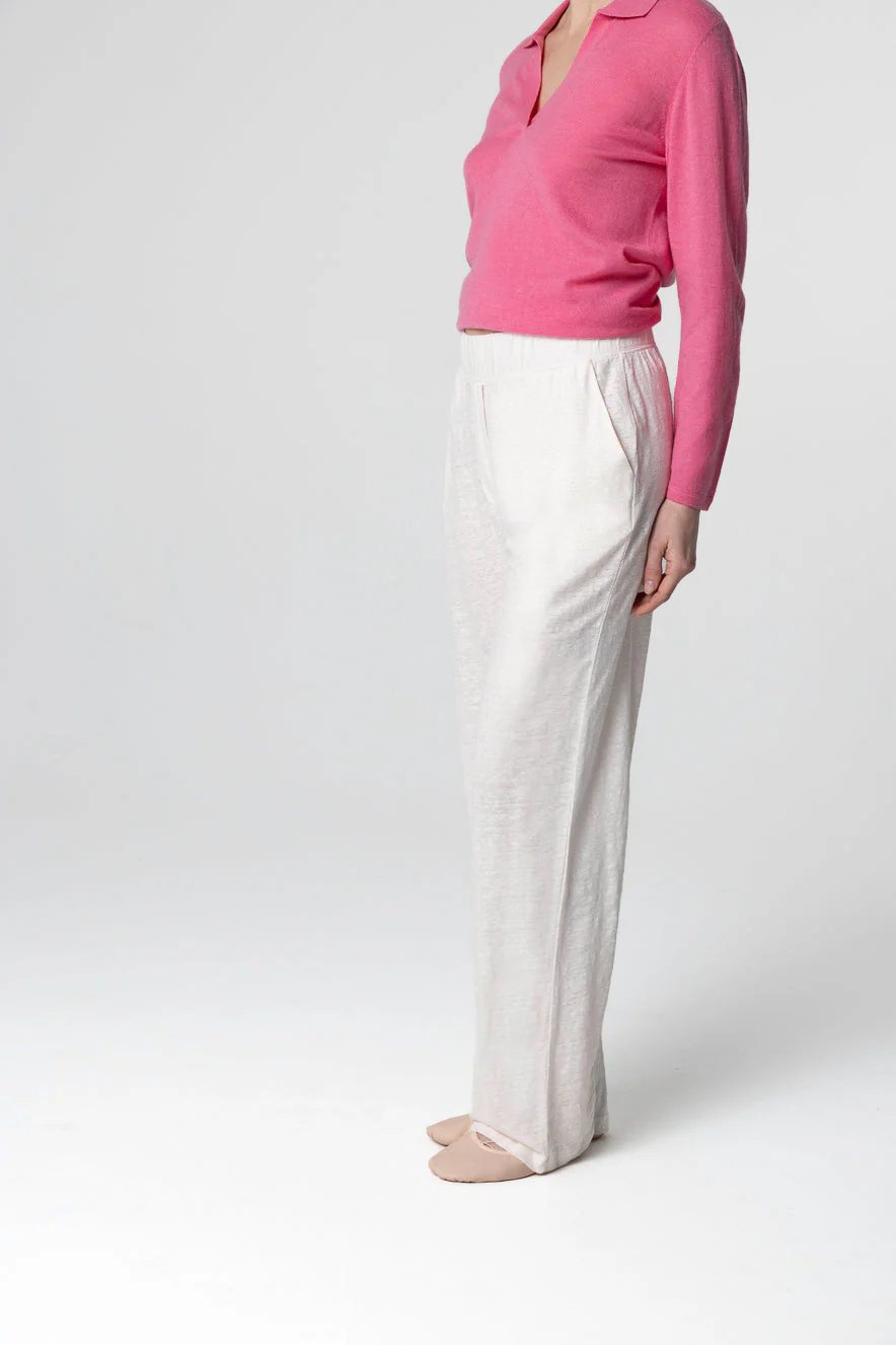 Pantalon Crème en Lin / Elasthanne - Image 3