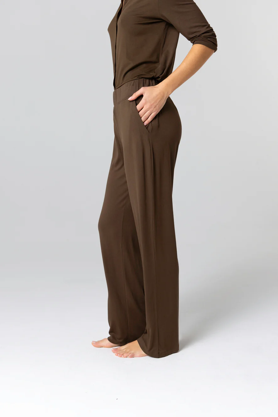 Pantalon Marron Foncé en Viscose / Elasthanne - Image 3