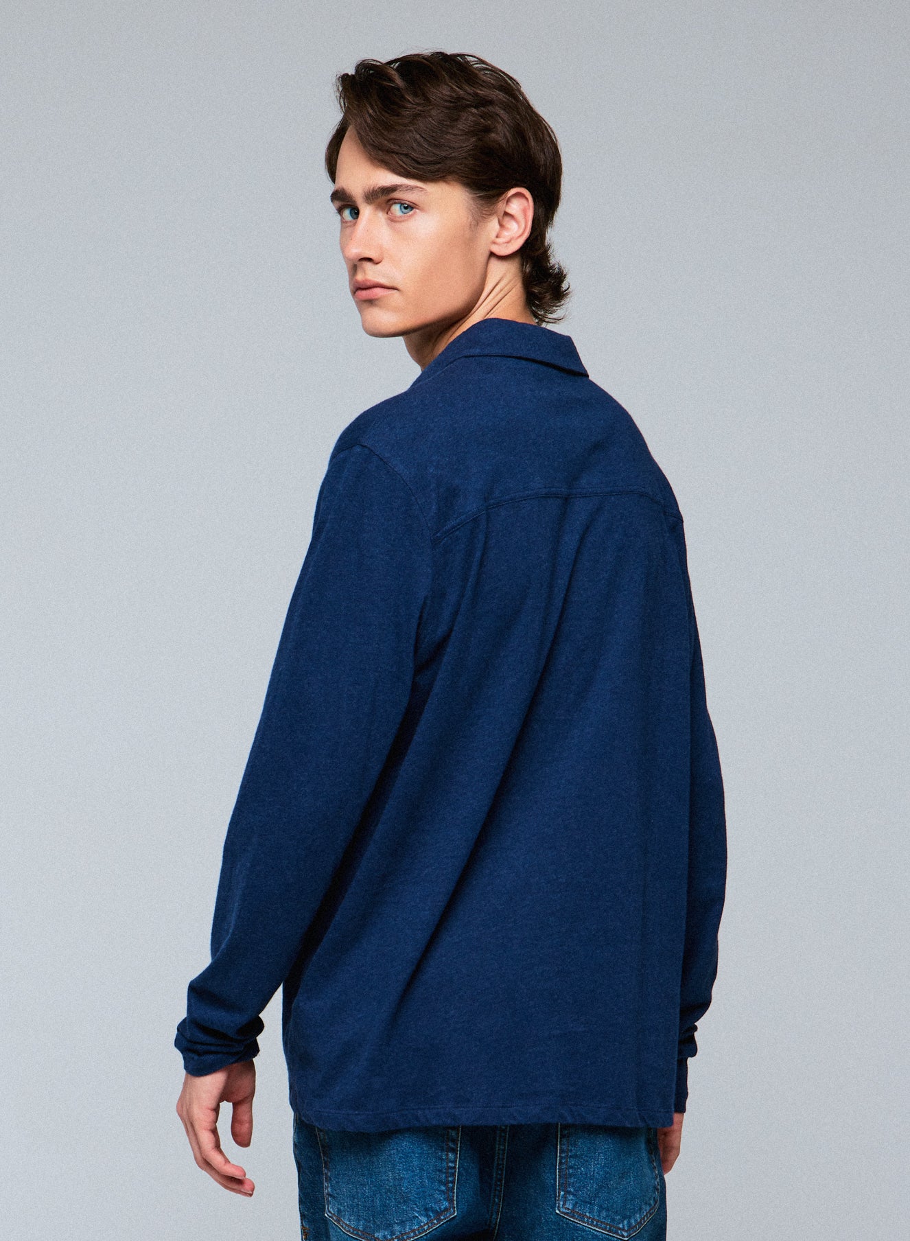 Polo Bleu Polo Manches Longues en Coton organique - Image 4