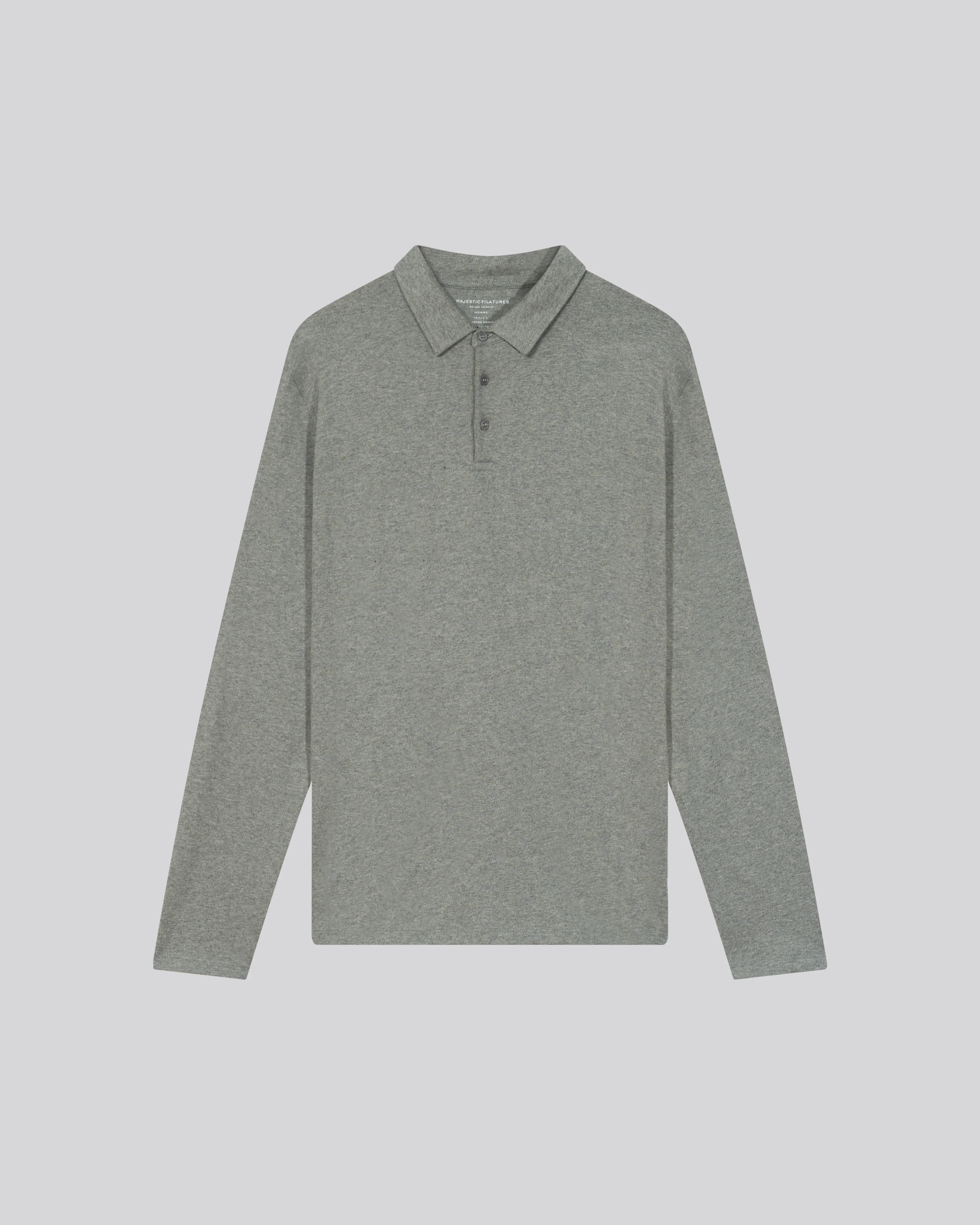 Polo Gris Polo Manches Longues en Coton organique - Image 6