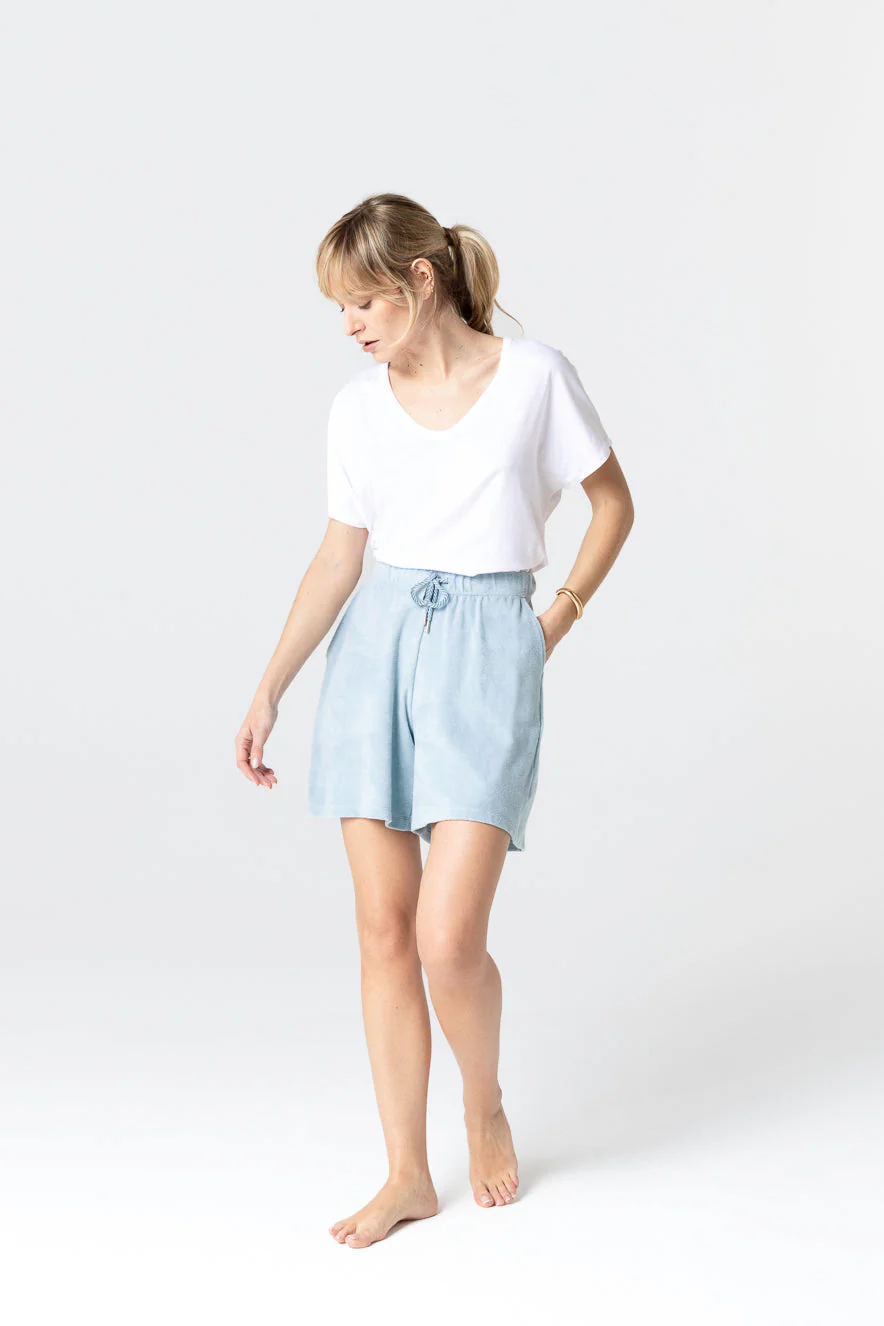 Shorts Bleu Clair en Coton Organique / Polyamide - Image 4