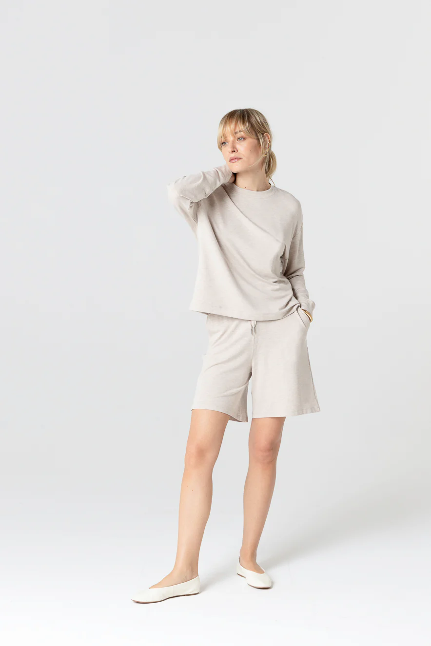 Sweat Beige Col Rond Manches Longues en Viscose / Elasthanne - Image 3