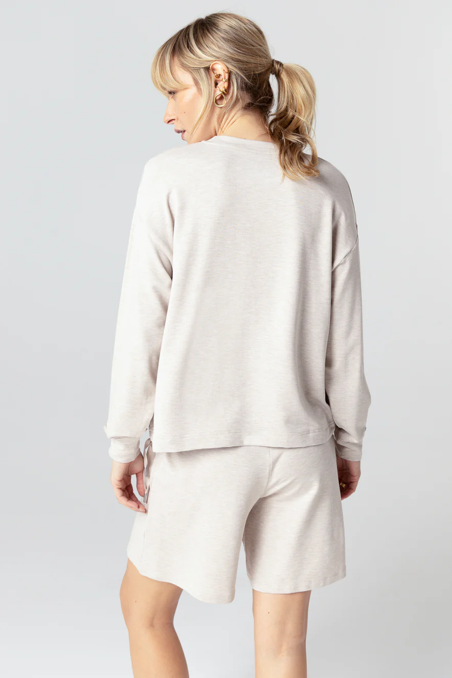 Sweat Beige Col Rond Manches Longues en Viscose / Elasthanne - Image 4