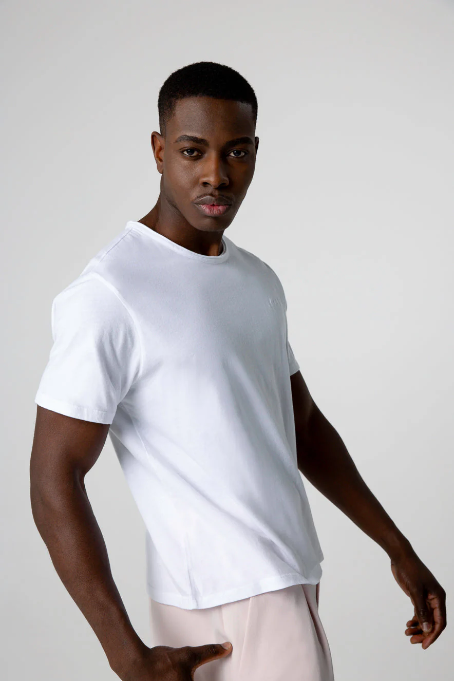 T-shirt Blanc Col Rond Manches Courtes en Coton Organique - Image 3