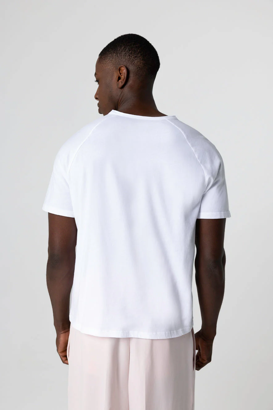 T-shirt Blanc Col Rond Manches Courtes en Coton Organique - Image 4
