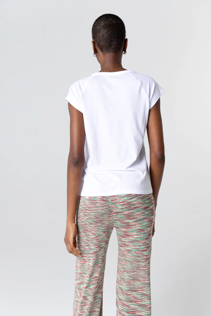 T-shirt Blanc Col Rond Manches Courtes en Lyocel / Tencel / Coton Organique - Image 4