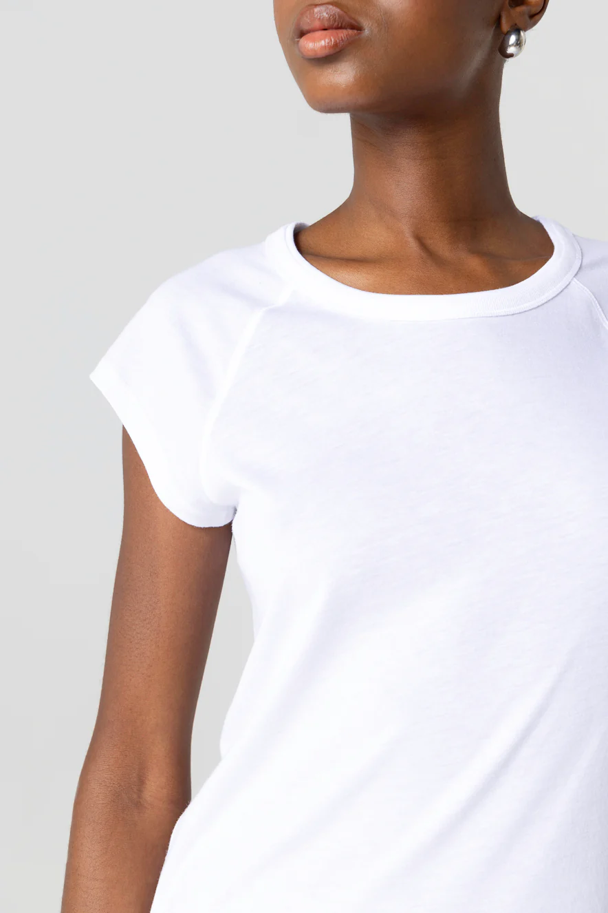 T-shirt Blanc Col Rond Manches Courtes en Lyocel / Tencel / Coton Organique - Image 5