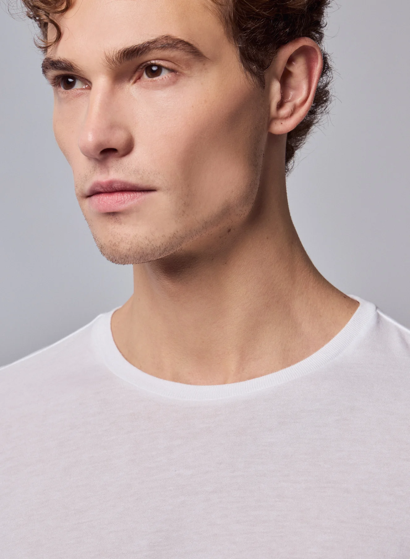 T-shirt Blanc James Col rond Manches longues en Deluxe Coton - Image 3