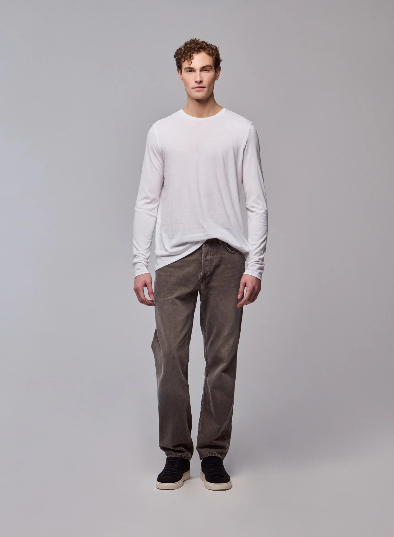 T-shirt Blanc James Col rond Manches longues en Deluxe Coton - Image 5