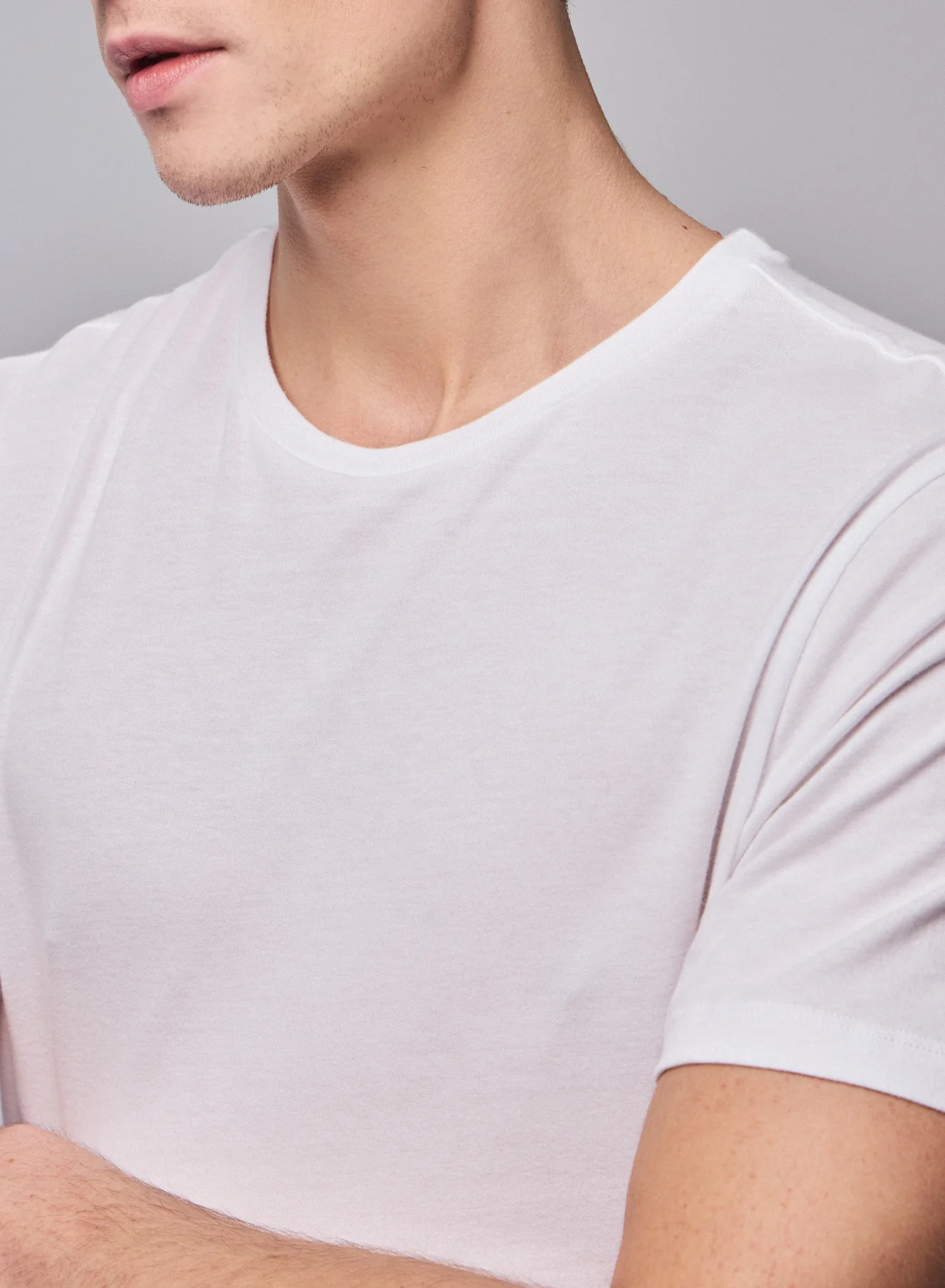 T-shirt Blanc Julien Col Rond Manches Courtes en Deluxe Coton - Image 3