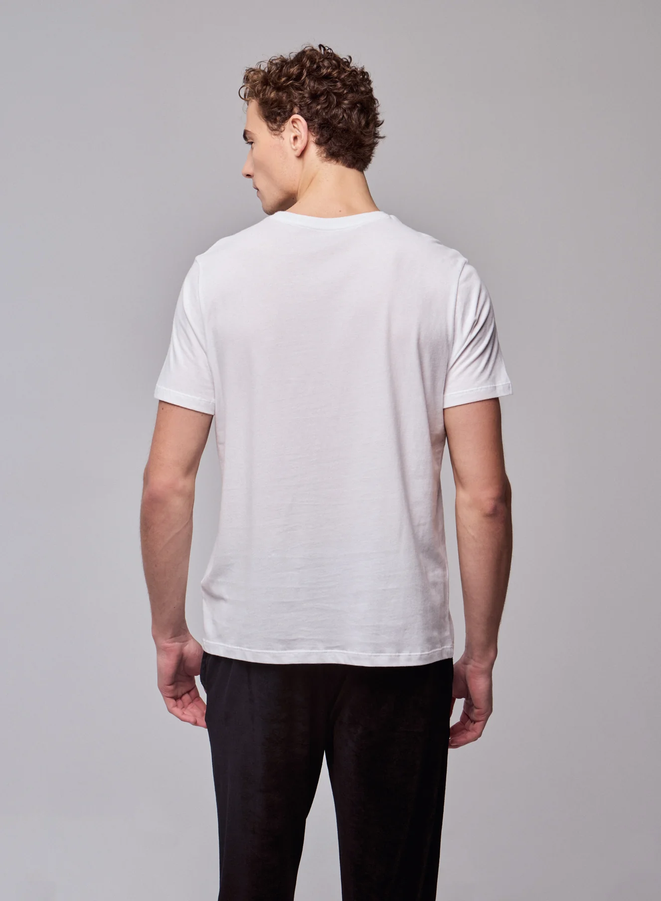 T-shirt Blanc Julien Col Rond Manches Courtes en Deluxe Coton - Image 4