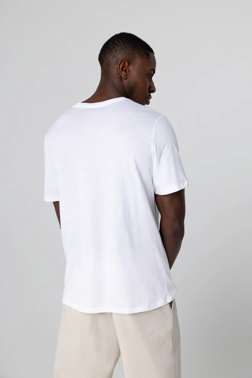 T-shirt Blanc Patrice Col Rond Manches Courtes en Coton - Image 3