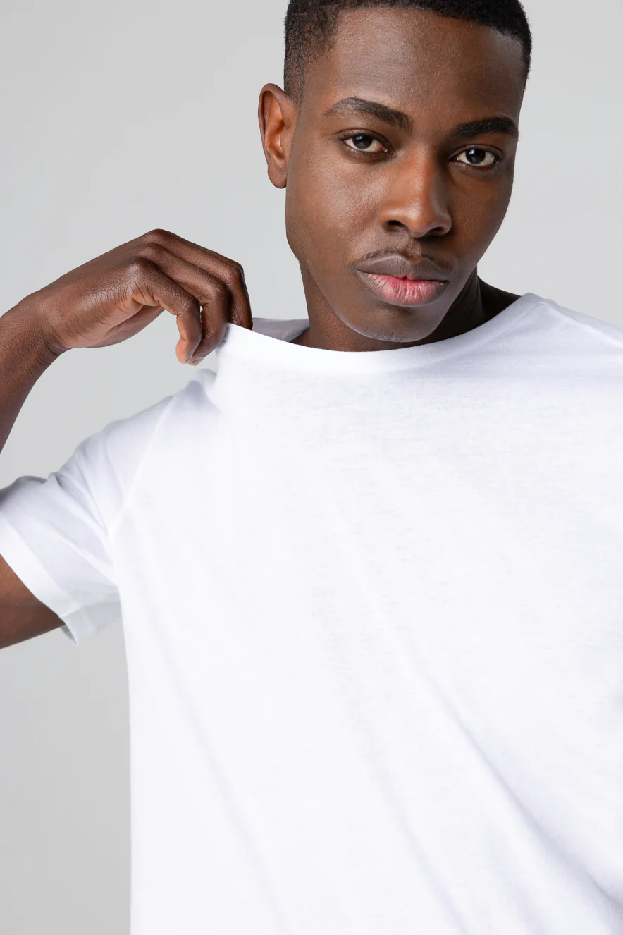 T-shirt Blanc Patrice Col Rond Manches Courtes en Coton - Image 4