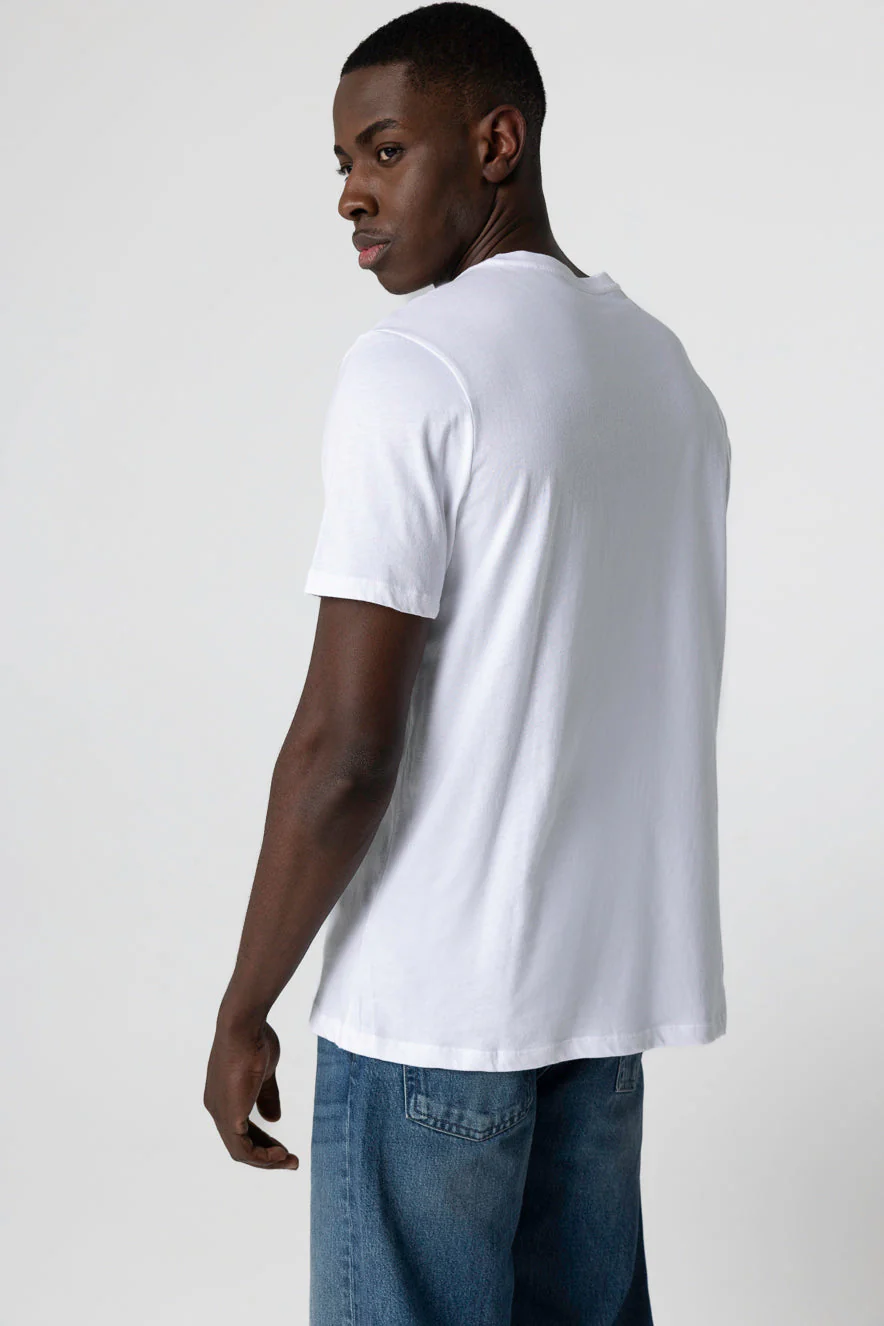 T-shirt Blanc Paul Col V Manches Courtes en Coton - Image 3