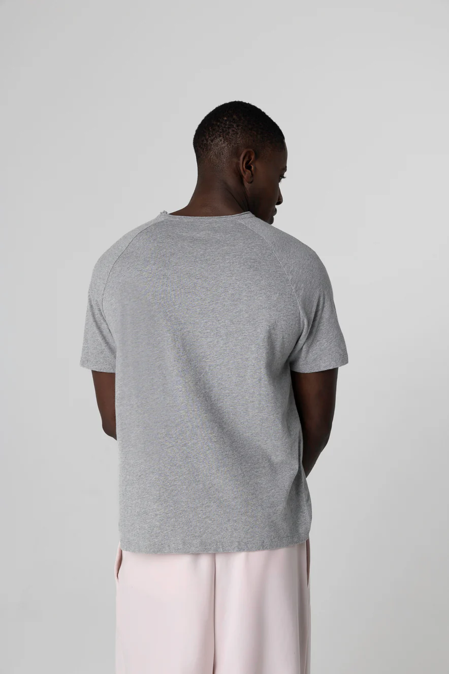 T-shirt Gris Col Rond Manches Courtes en Coton organique - Image 4