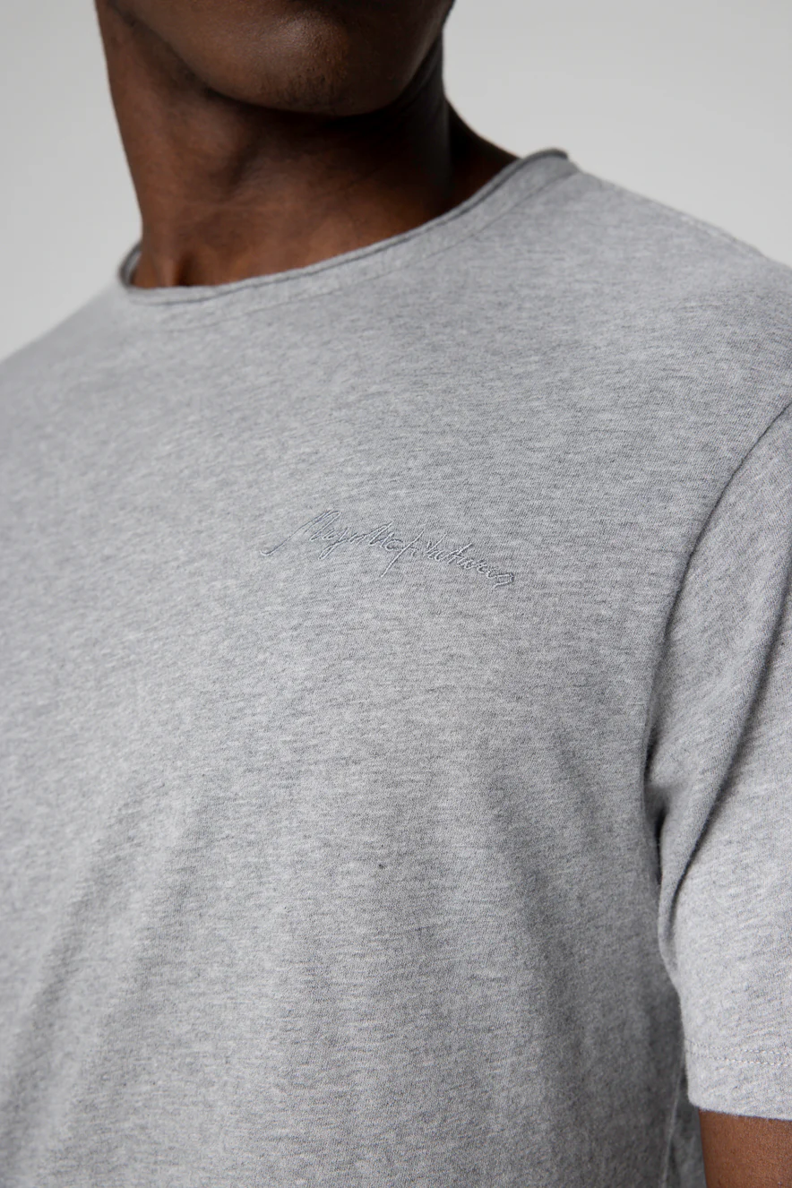 T-shirt Gris Col Rond Manches Courtes en Coton organique - Image 5