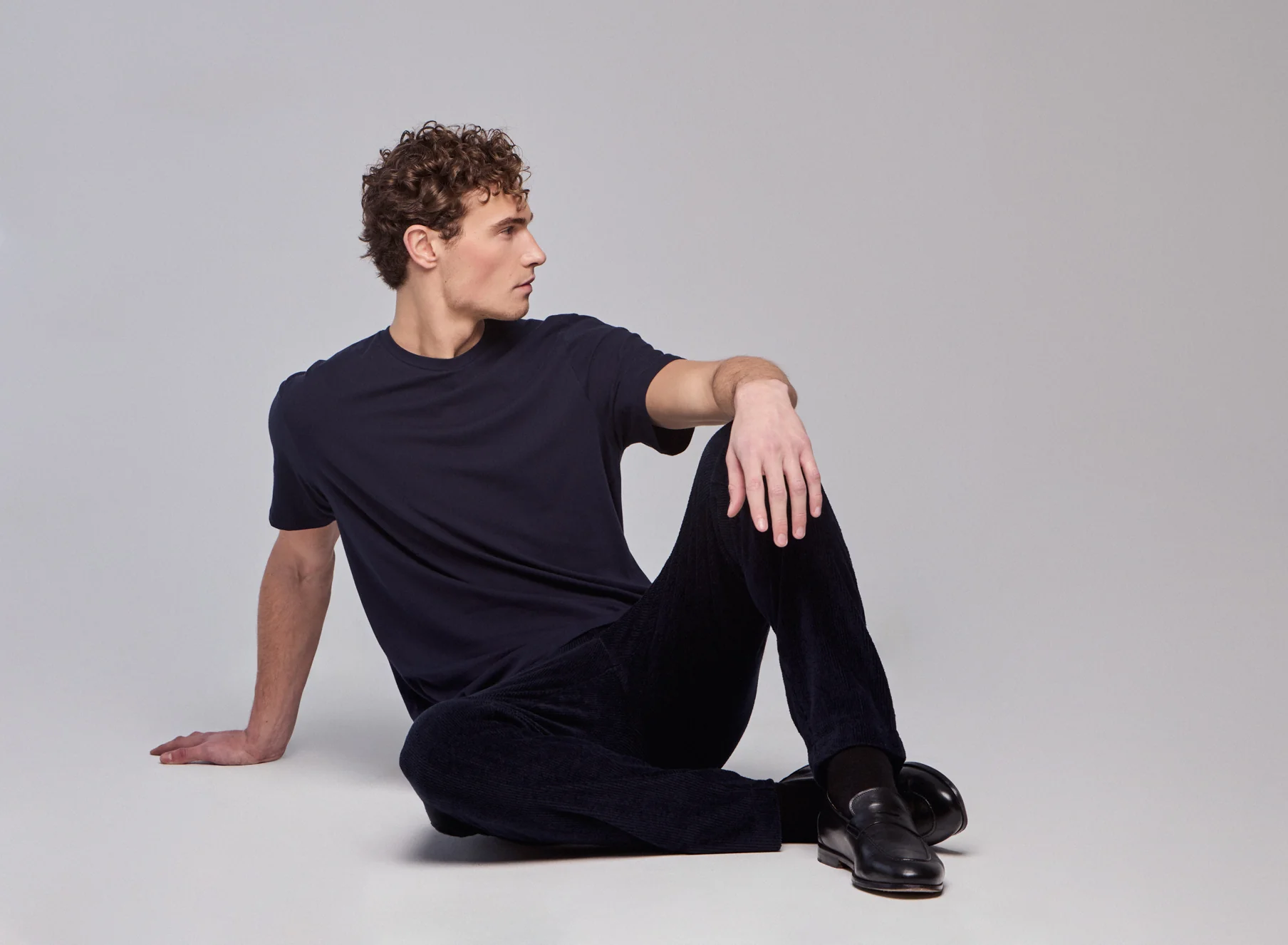 T-shirt Marine Col Rond Manches Courtes en Coton organique / Elasthanne - Image 6