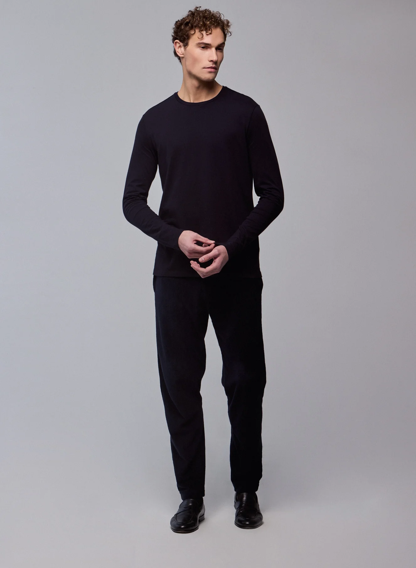 T-shirt Marine James col rond manches longues en Deluxe Coton - Image 5