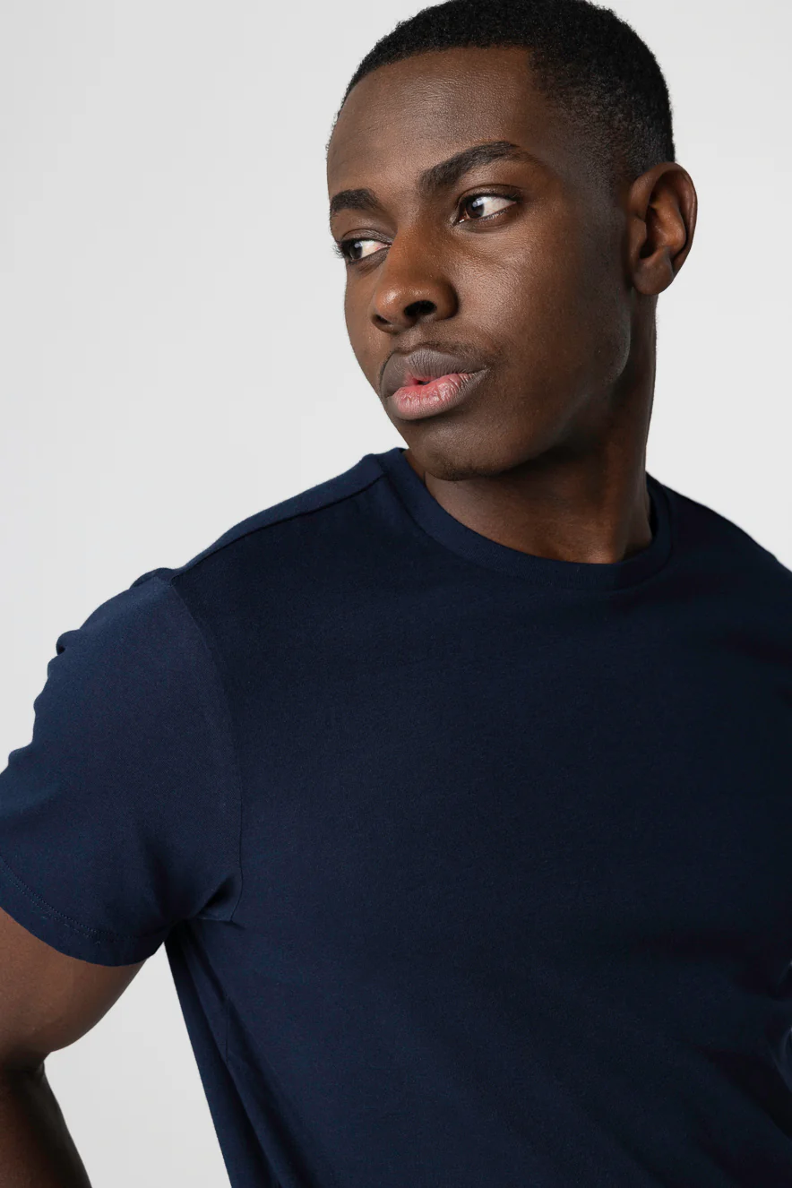 T-shirt Marine Patrice Col Rond Manches Courtes en Coton - Image 5