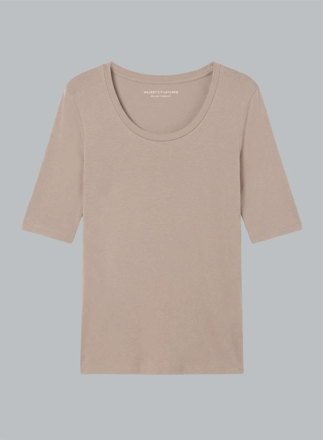T-shirt Marron Col U Manches Coudes en Viscose / Elasthanne - Image 5