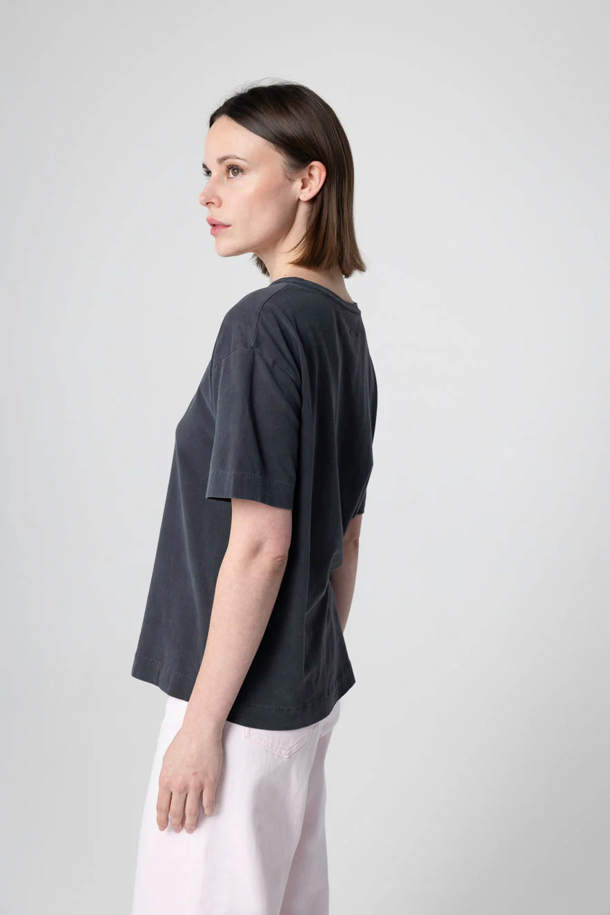 T-shirt Noir Col Rond Manches Courtes en Coton / Elasthanne - Image 3