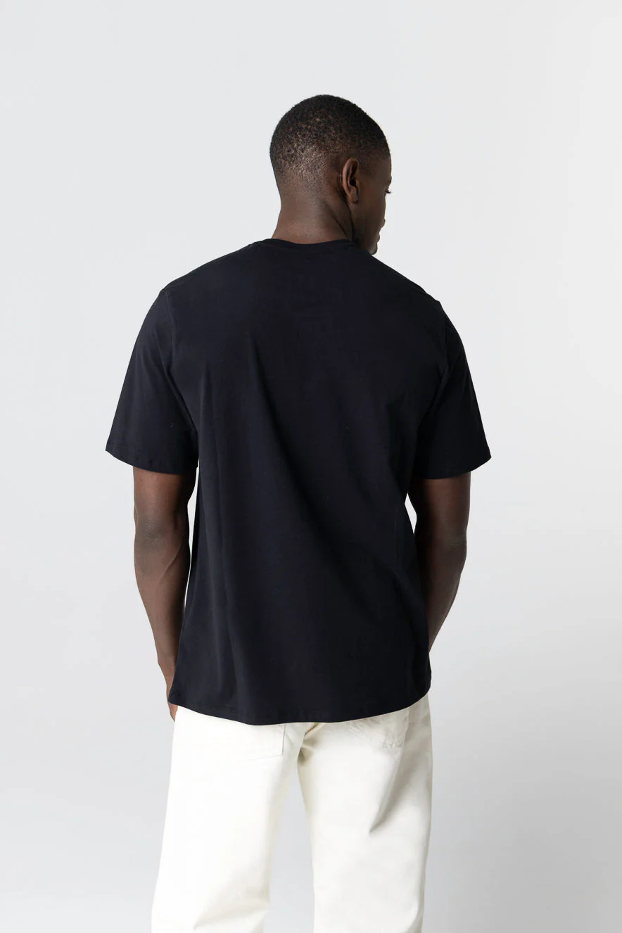 T-shirt Noir Col Rond Manches Courtes en Coton organique / Elasthanne - Image 3