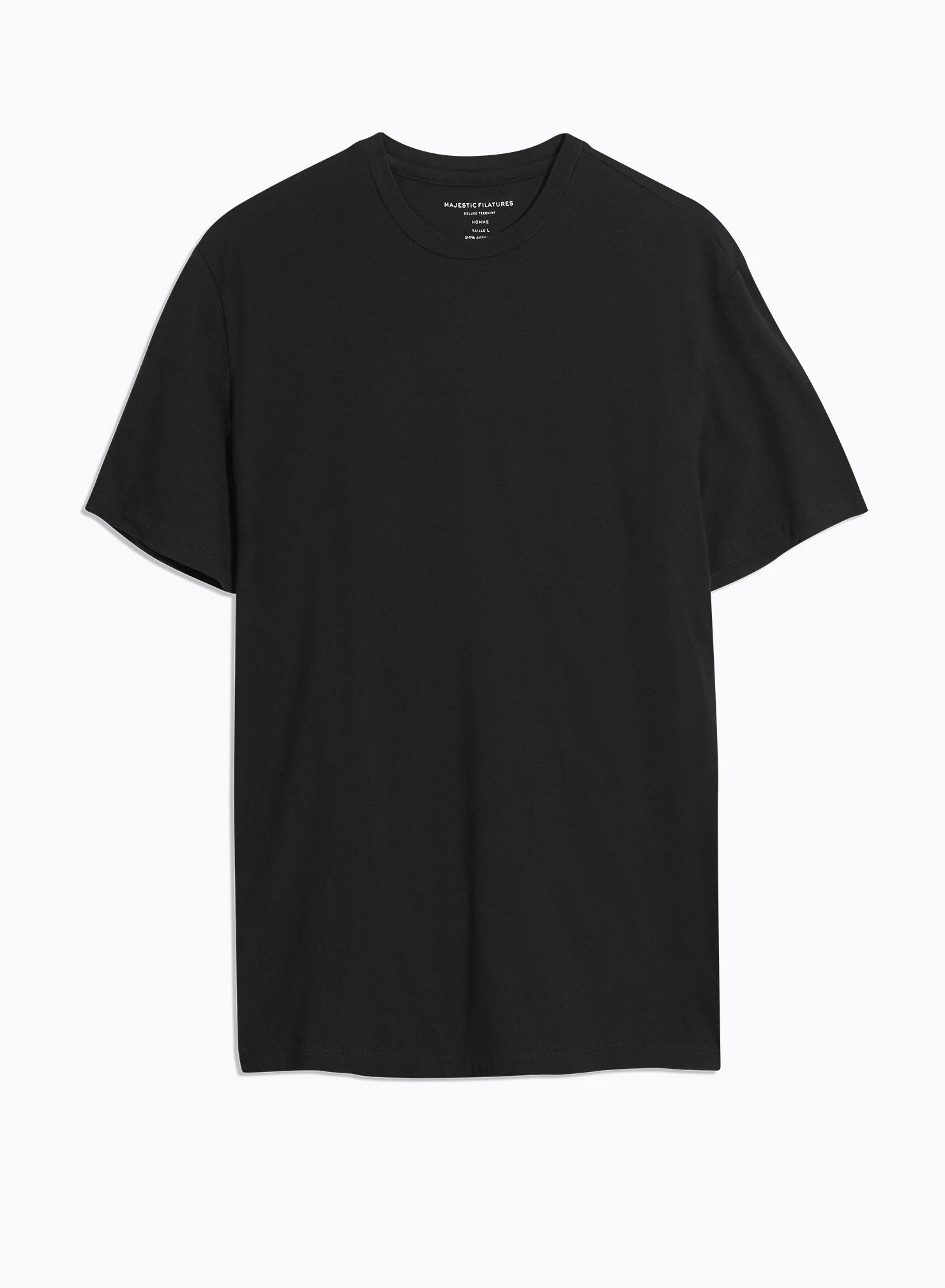 T-shirt Noir Col Rond Manches Courtes en Coton organique / Elasthanne - Image 6