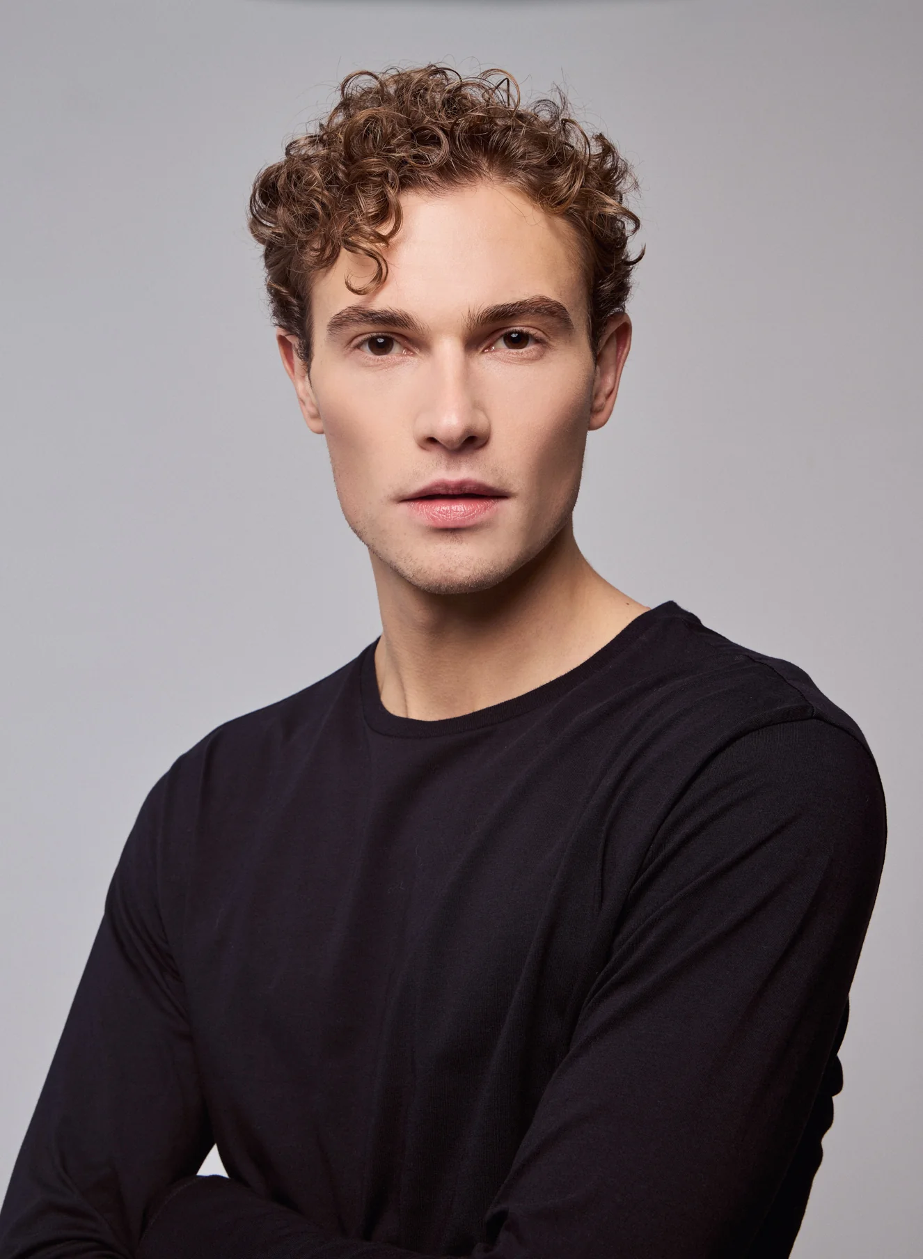 T-shirt Noir James col rond manches longues en Deluxe Coton - Image 3